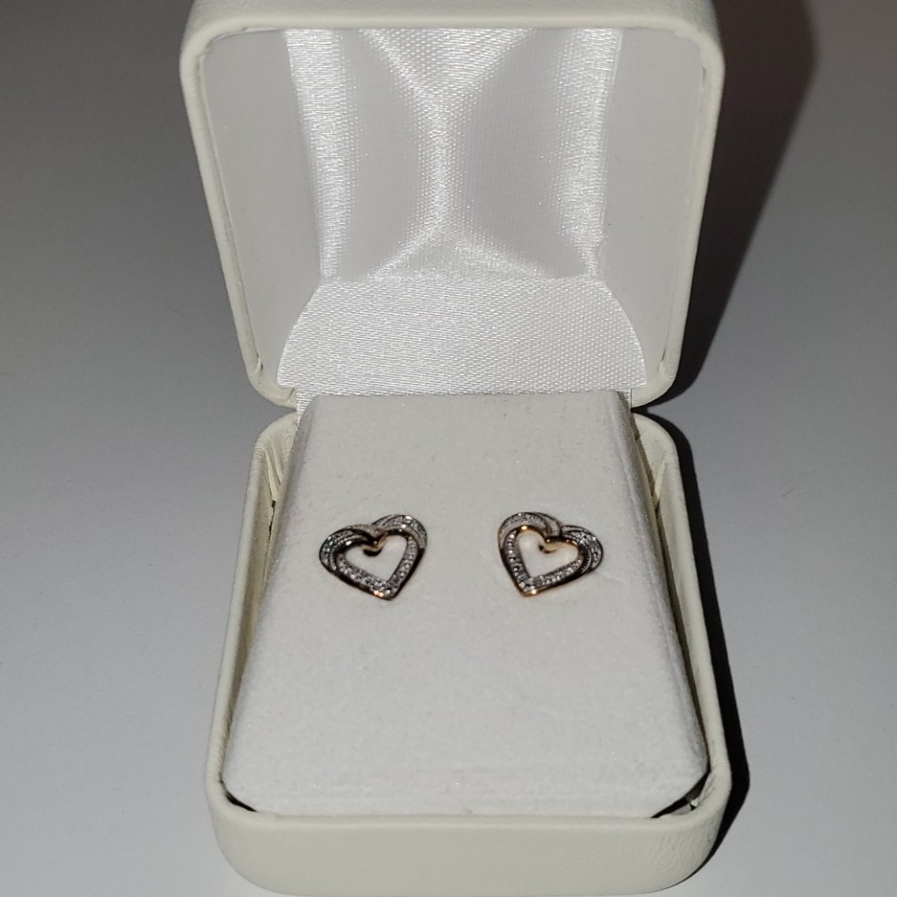 Sterling sliver 2 tone heart earrings
